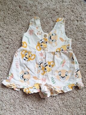 Disney Cream and Yellow Lion Print Baby One-Piece Bodysuit